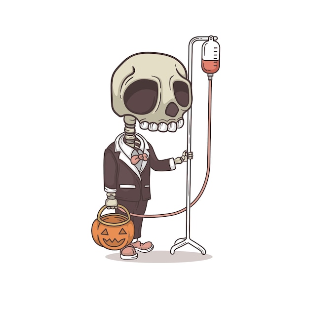 Vector esqueleto enfermo de halloween