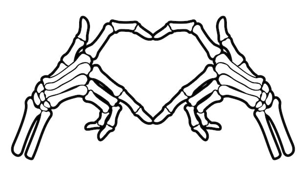 Vector esqueleto hueso mano corazón forma signo ilustraciones