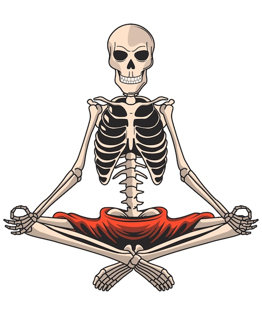 esqueleto humano haciendo yoga Arte Ilustración