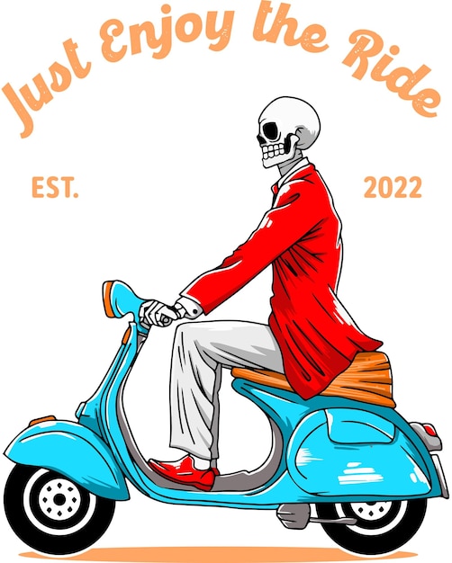 Vector un esqueleto montando una motocicleta