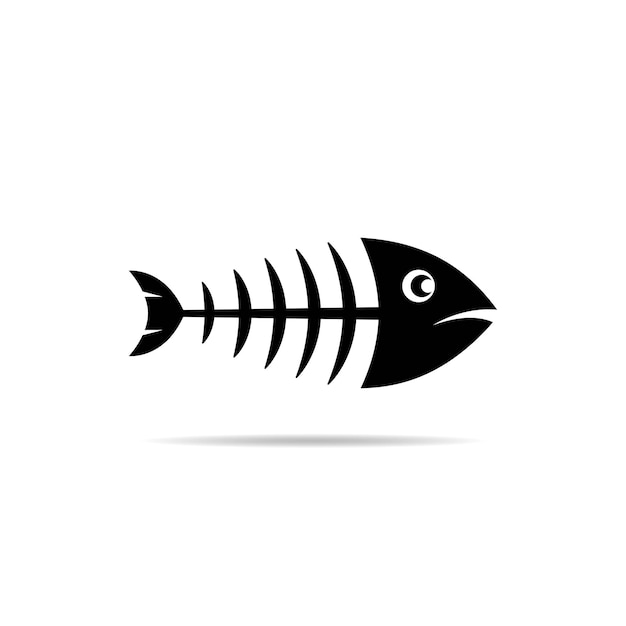 Vector esqueleto de pescado aislado sobre fondo blanco