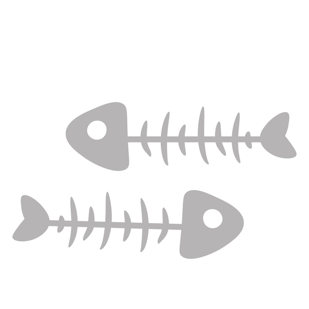 Vector esqueleto de pescado dos esqueletos de peces nadando en diferentes direcciones sobre fondo blanco ilustración vectorial en estilo de dibujos animados