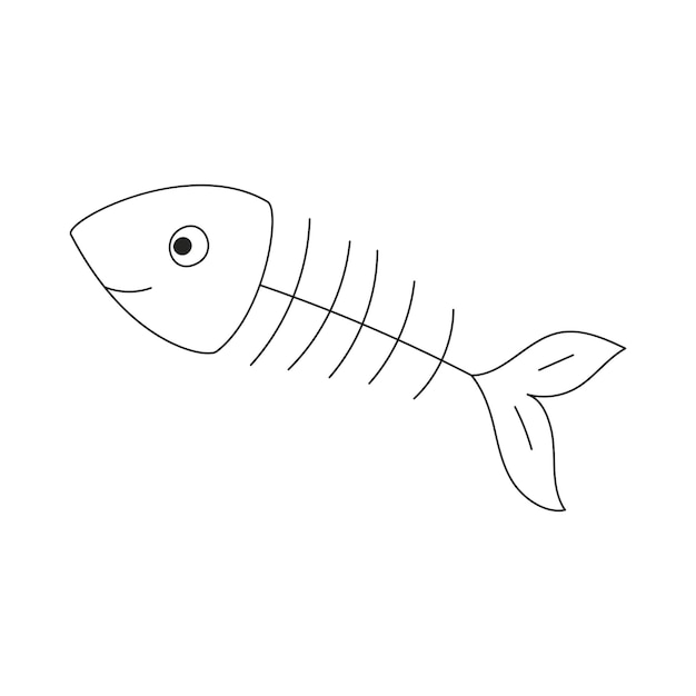 El esqueleto de un pez Una ilustración simple de contorno vectorial aislado en un fondo blanco