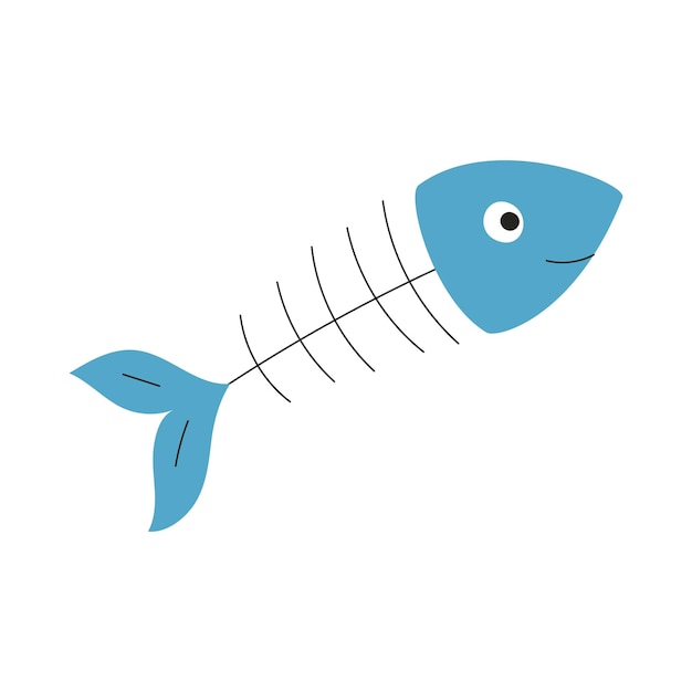 El esqueleto de un pez Una simple ilustración vectorial plana aislada sobre un fondo blanco