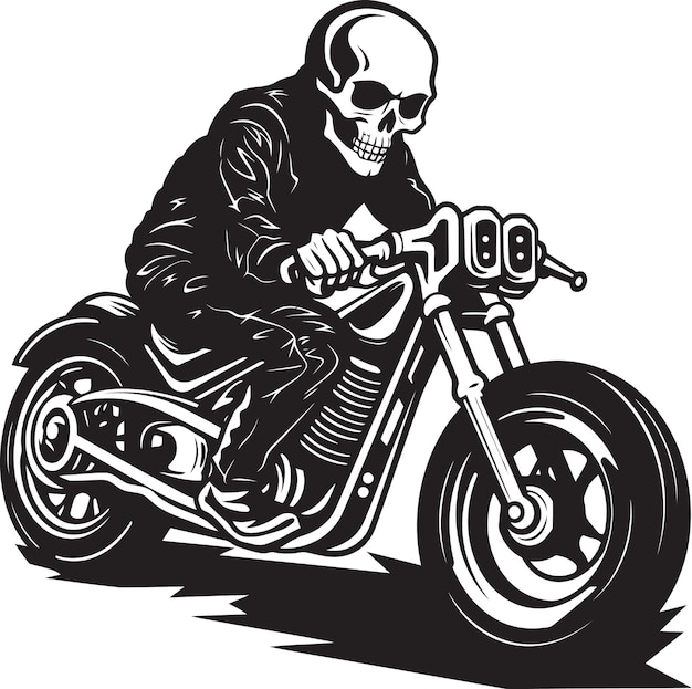 Vector los esqueletos de la trituradora de huesos renovan una motocicleta moderna la tripulación de esqueletos construyendo el último mo