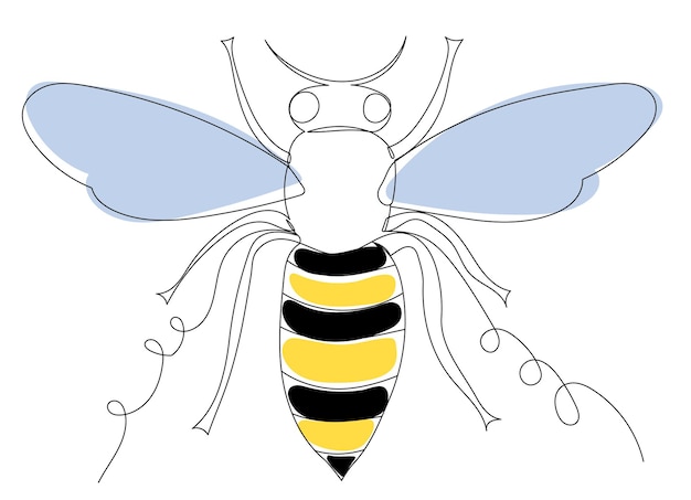 Esquema de abeja en un vector de línea