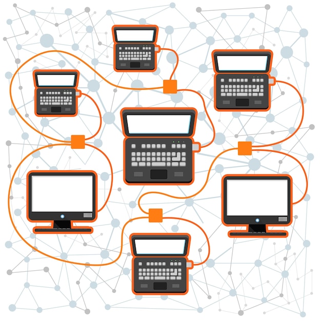 Vector esquema abstracto de la red informática moderna