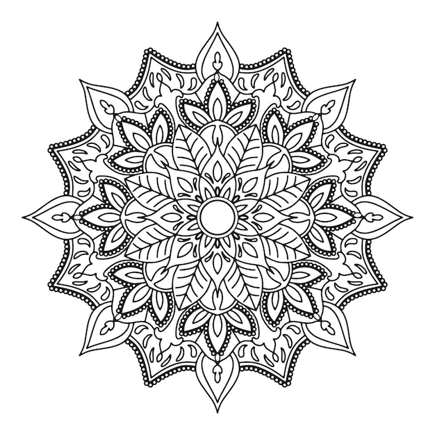 Esquema aislado mandala arte terapia redondo decorativo libro para colorear elemento de diseño vectorial