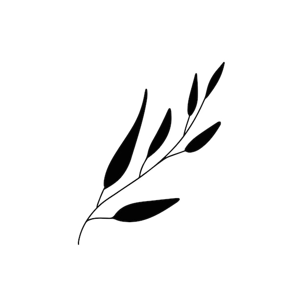 Esquema de arte de línea de planta aislado en blanco. flor para colorear decoración boceto dibujado a mano hojas rama