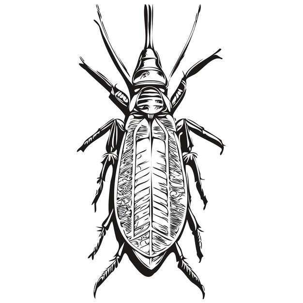 Vector esquema de bocetos de cucarachas con cucarachas de ilustración dibujadas a mano de fondo transparente