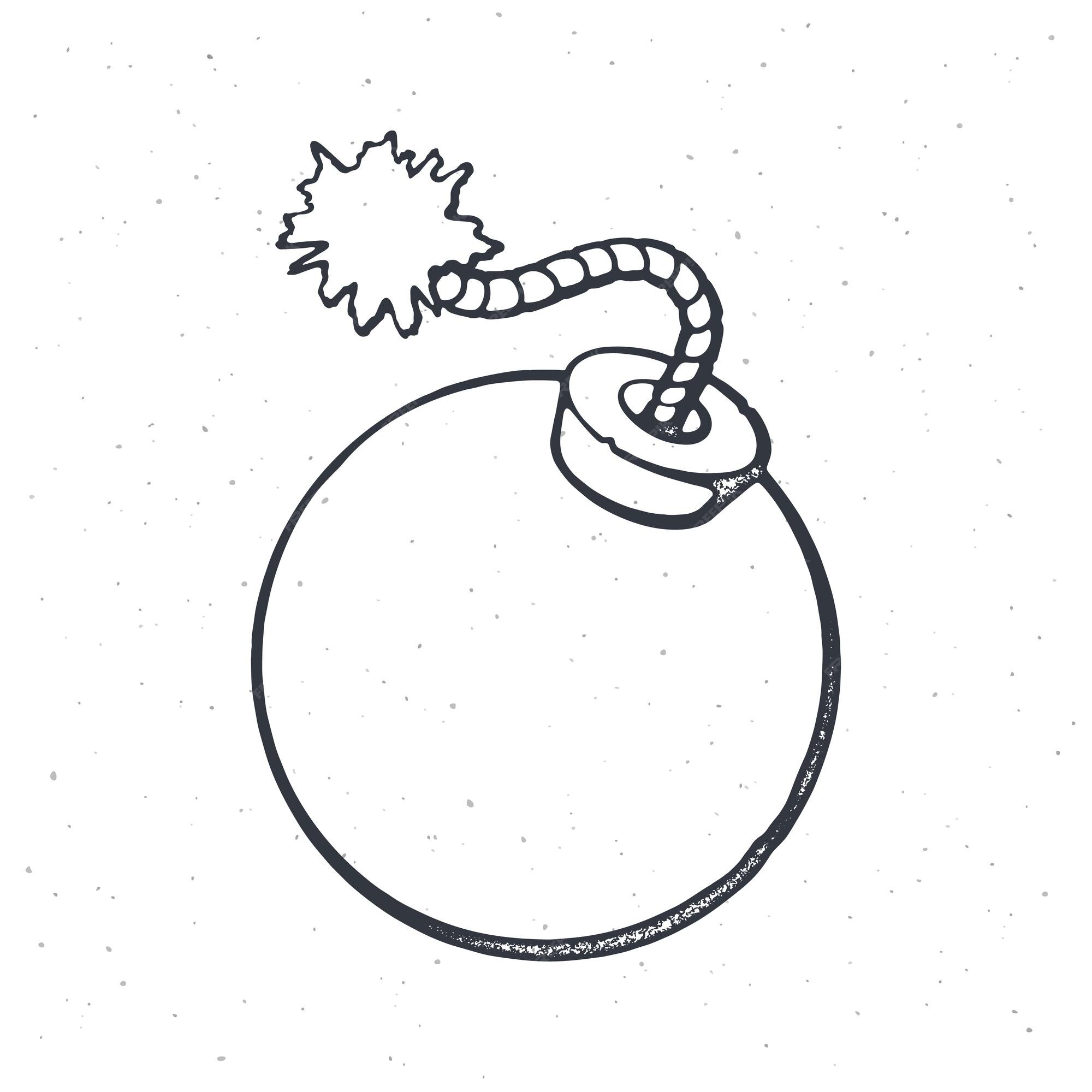 También Tacón apertura Esquema de la bomba en forma de bola con la ilustración de vector de cuerda  de fusible ardiente | Vector Premium
