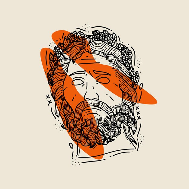 Esquema cabeza griega estatua vector