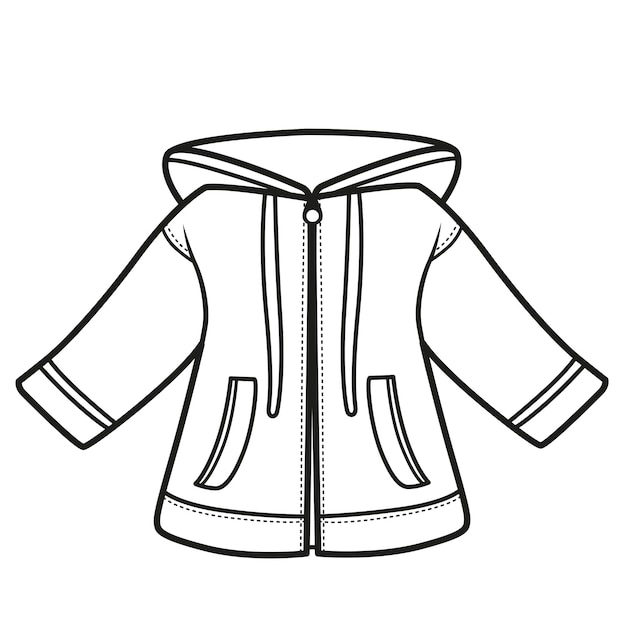 Vector esquema casual de chaqueta cortavientos para colorear sobre un fondo blanco