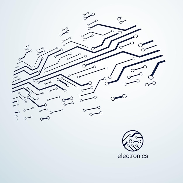Esquema cibernético futurista, ilustración vectorial de la placa base. Elemento digital, placa de circuito. Fondo abstracto de innovación tecnológica