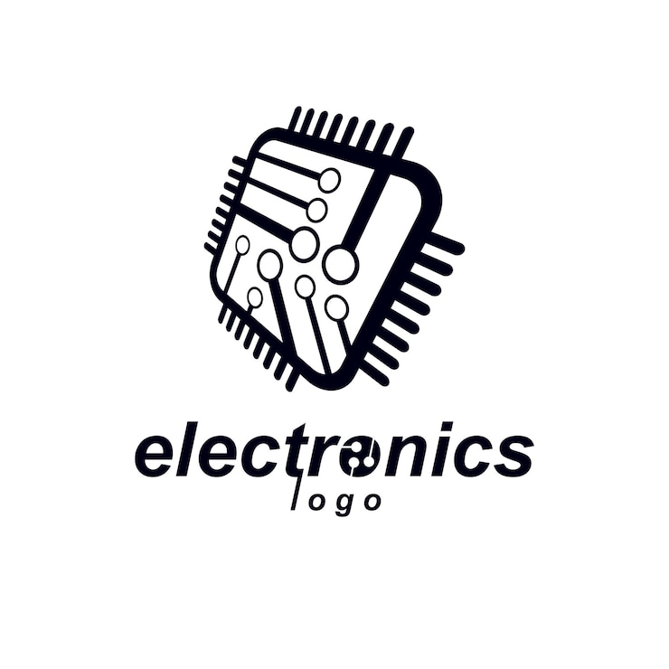 Vector esquema cibernético futurista, placa base vectorial en blanco y negro. elemento digital, placa de circuito cuadrada. logotipo de microprocesador electrónico.
