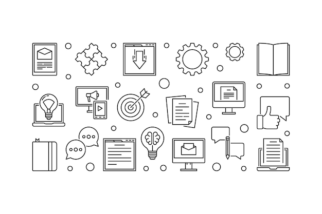 Esquema de contenido vector banner horizontal o ilustración