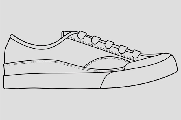 Esquema cool sneakers zapatos zapatillas de deporte dibujo de contorno vector zapatillas dibujadas en un estilo de boceto