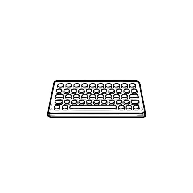 Esquema dibujado de la mano del teclado doodle icono. Dispositivo de entrada y tecnología, teclado y concepto de equipo. Ilustración de dibujo vectorial para impresión, web, móvil e infografía sobre fondo blanco.