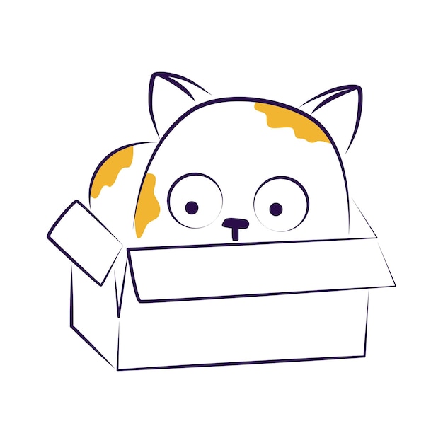 Esquema de dibujo de gato de garabato vectorial