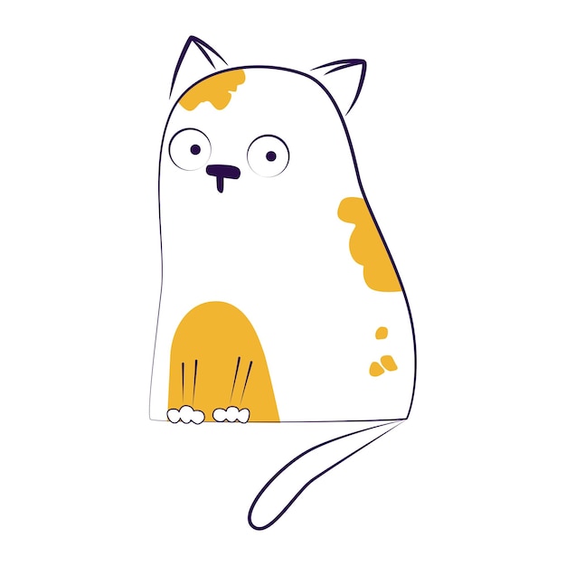 Esquema de dibujo de gato de garabato vectorial