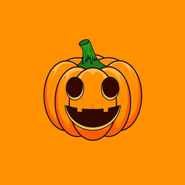 Vector esquema de dibujos animados de halloween calabaza símbolo principal feliz halloween vacaciones calabaza espeluznante sonrisa aterradora