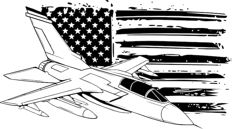 Vector esquema de diseño vectorial de avión de combate