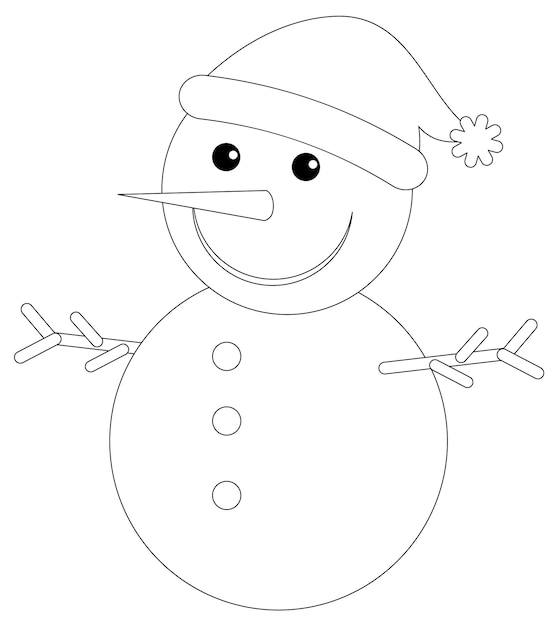 Esquema de doodle de muñeco de nieve para colorear