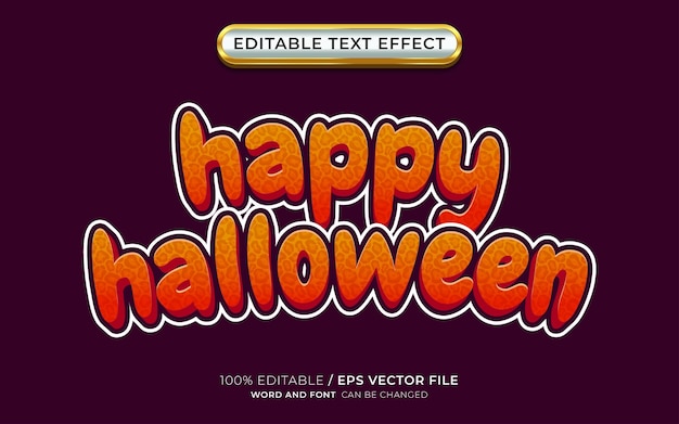 Esquema de efecto de texto editable en 3D de Feliz Halloween y estilo de dibujos animados con tema de Halloween