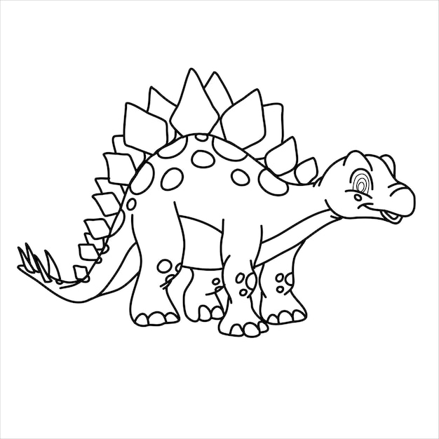 Vector esquema de estegosaurio para colorear libros para niños