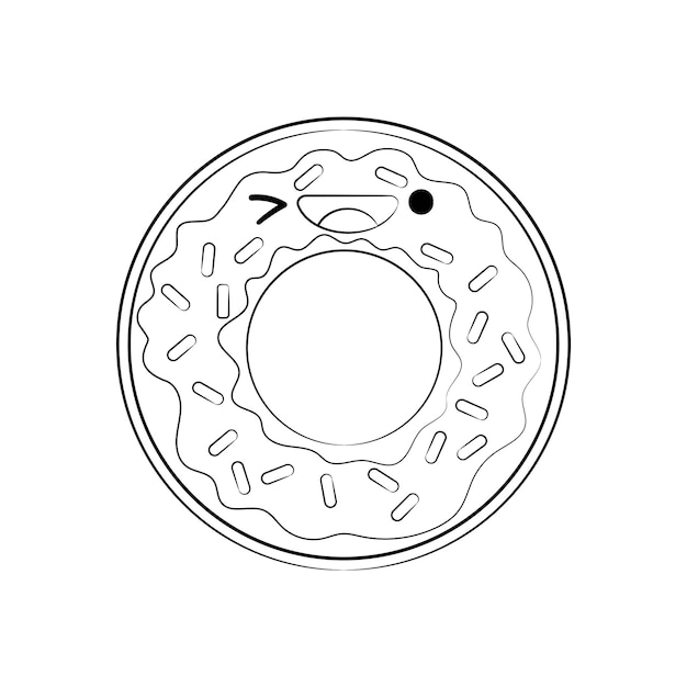 Esquema estilo lindo Donut vector icono aislado sobre fondo blanco