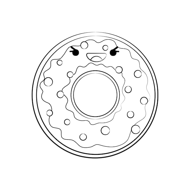 Esquema estilo lindo Donut vector icono aislado sobre fondo blanco