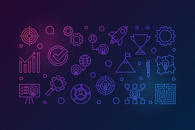 Esquema de estrategia vector ilustración horizontal colorida o banner