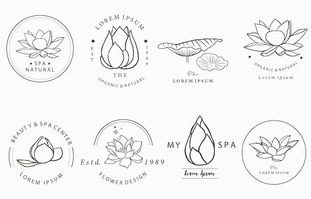 Esquema de flor de loto negro Ilustración vectorial para iconstickerprintable y tatuaje