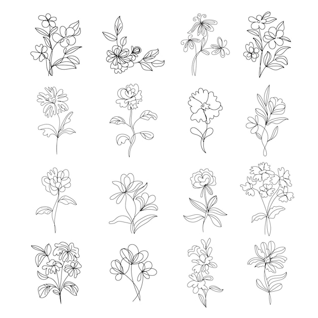 Esquema de flor simple de diseño plano