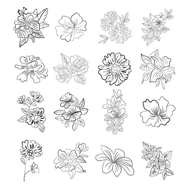 Esquema de flor simple de diseño plano