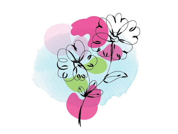 Esquema de flor simple de diseño plano