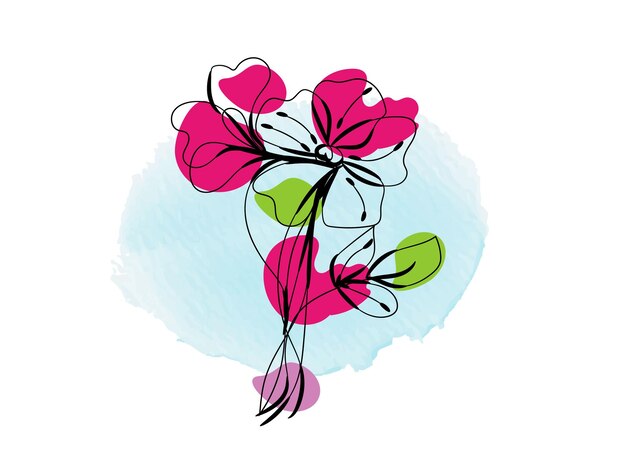 Esquema de flor simple de diseño plano