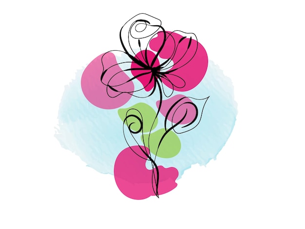 Esquema de flor simple de diseño plano
