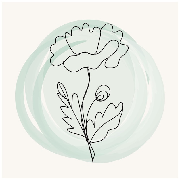 Esquema de flor simple de diseño plano