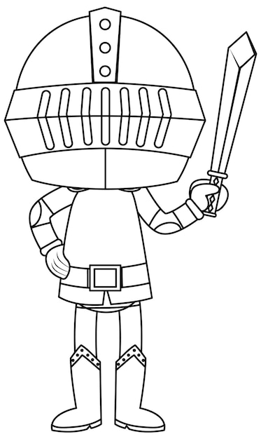 Esquema de garabato de caballero para colorear