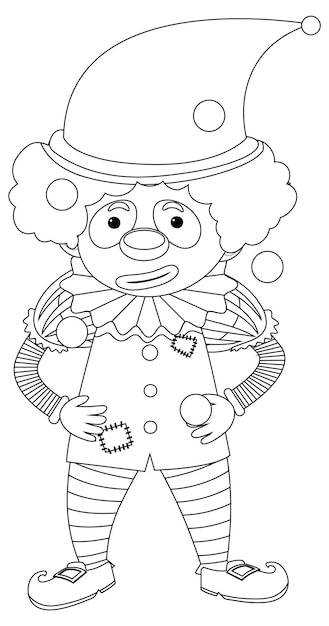 Esquema de garabato de payaso para colorear