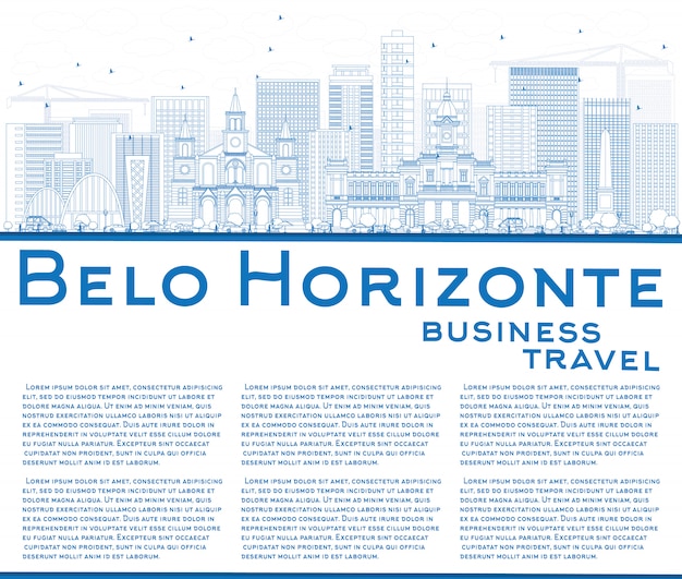 Esquema del horizonte de Belo Horizonte con edificios azules, plantilla de tex