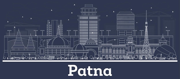 Esquema del horizonte de la ciudad de patna india con edificios blancos