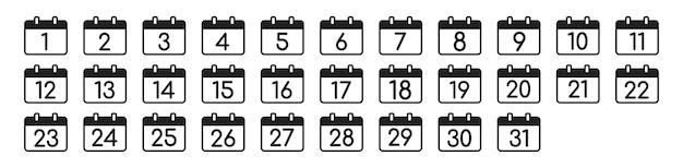 Esquema del icono del calendario todos los días Iconos del calendario todos los días en estilo moderno
