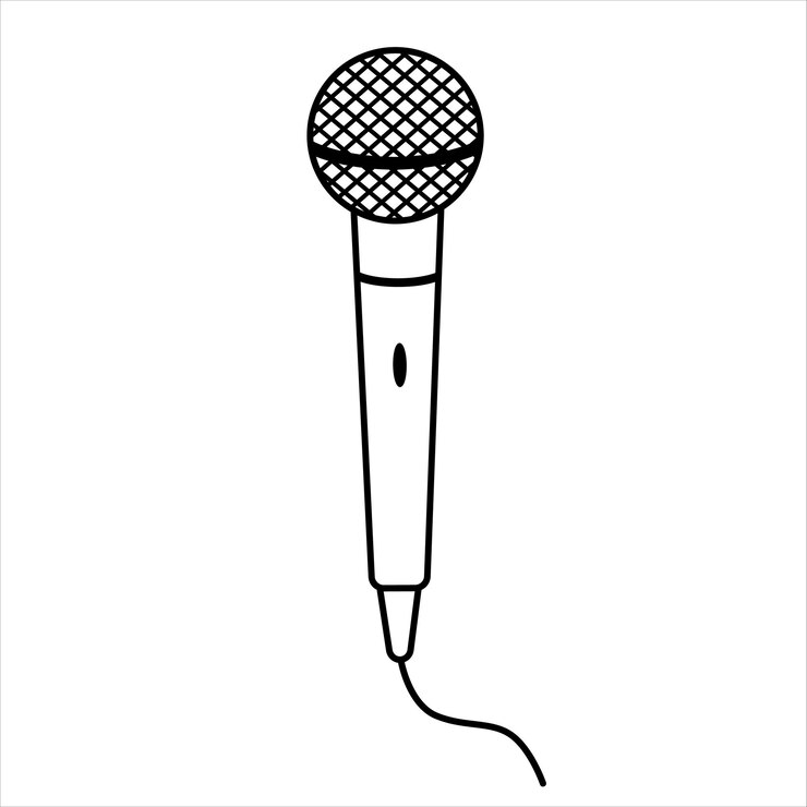 Vector esquema de icono de micrófono micrófono clásico en estilo simple aislado en blanco