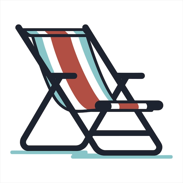 Esquema de icono plano de silla de playa al estilo de vector simple