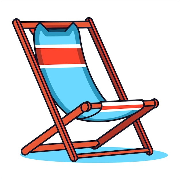 Esquema de icono plano de silla de playa al estilo de vector simple