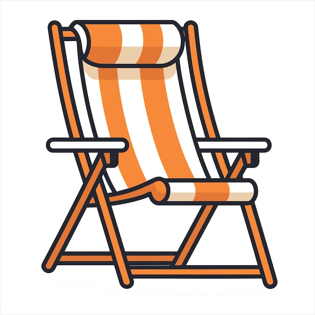 Esquema de icono plano de silla de playa al estilo de vector simple