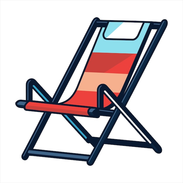Esquema de icono plano de silla de playa al estilo de vector simple