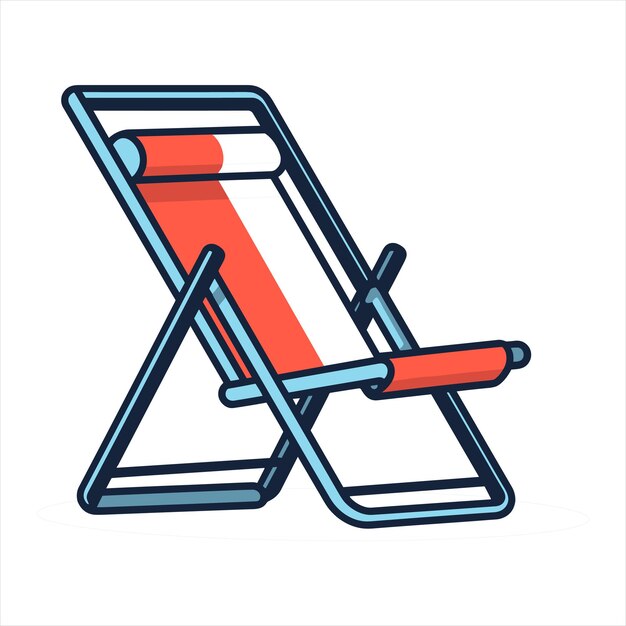 Esquema de icono plano de silla de playa al estilo de vector simple